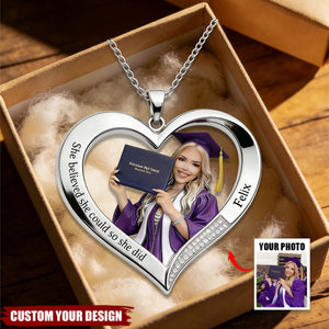 You Did It - Personalized Graduation Shaped Metal Pendant Necklace