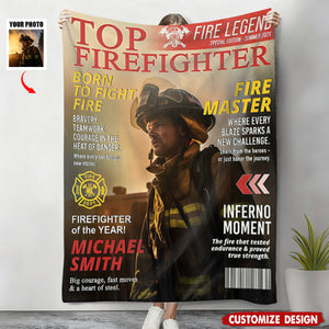 Personalized Firefighter Magazine Blanket-Fireman Retirement Gift