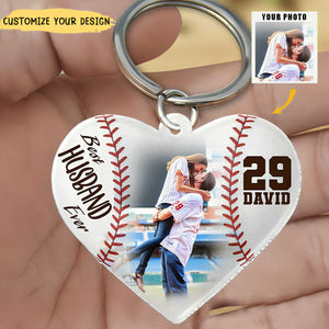 Personalized Gift For Baseball Couple Keychain Best Husband Ever