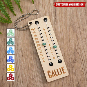 Personalized Multicolor Beaded Wooden Sewing Row Counter with Engraved Name Knitting Tool to Assist Counting Gift for Knitting Lovers