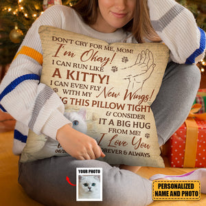A Big Hug From Me To You - Memorial Personalized Photo Pillow - Gift For Pet Lovers