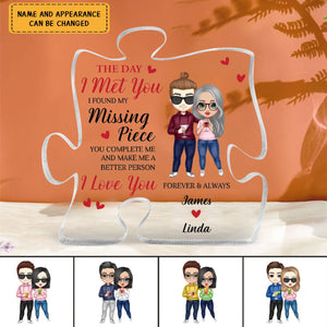 Doll Couple Found My Missing Piece Anniversary - Personalized Acrylic Plaque
