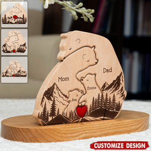 Hugging Bear Family New Version - Personalized Wooden Bear Family Puzzle