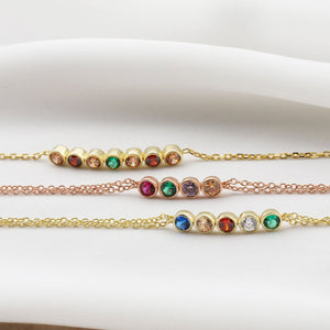 Personalized Stars Dainty Birthstone Bracelet, Mother Day Gift