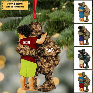 Personalized Military Dad & Son, Army Dad, Veteran Dad Acrylic Ornament