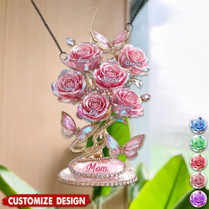 Each Rose Holds A Piece Of Your Heart - Personalized Suncatcher - Mother's Day