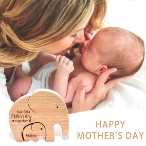Wooden Mom And Baby Elephant - Personalized Elephant Wooden Puzzle, First Mother's Day Gift
