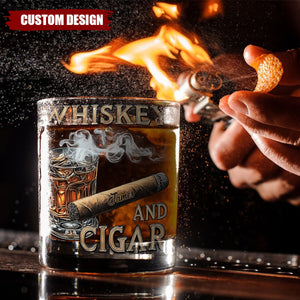 Whiskey And Cigar - Personalized Whisky Glass