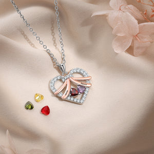 Mom You Are The World - Personalized Heart Birthstone Necklace, Mother's Day Gift