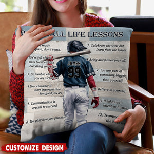 Baseball Life Lessons -Personalized Pillow - Gift For Baseball Lover