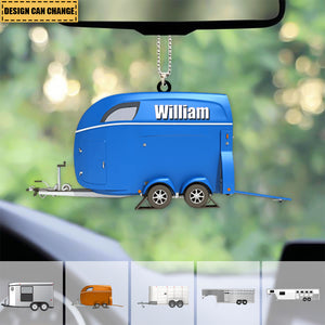 Personalized Horse Transport Trailer Acrylic Car / Christmas Ornament