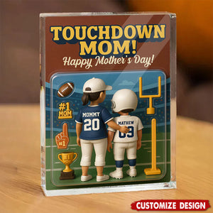Touchdown Mom! - Personalized American Football Shaped Acrylic Plaque
