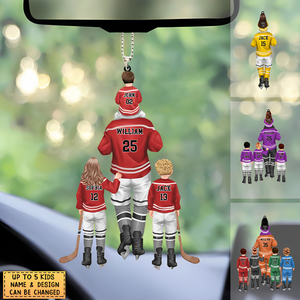 Personalized Hockey Acrylic Car / Christmas Ornament - Gift For Kids & Dad With Custom Name, Number, Appearance