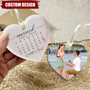Married Ornament Calendar Gift - Personalized Calendar Ornament Wedding Gift - Custom Wedding Date Anniversary Ornament