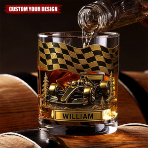 Race Car Whiskey Glass - Personalized Gifts For Racing Lovers