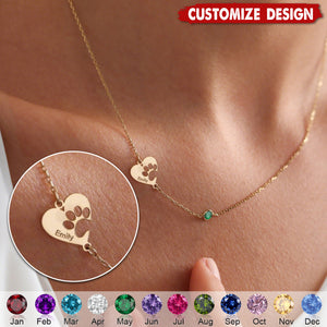 Personalized Engraved Paw Print Necklace- Gift For Dog Cat Lovers