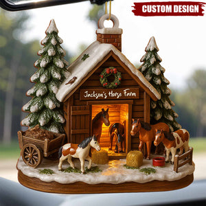 Customize Your Own Charming Horse Farm Ornament,Personalized Wood Ornament,Gift For Horse Lovers