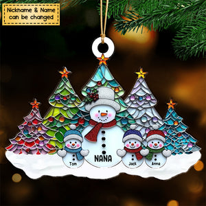 Sparkling Colorful Christmas Tree Snowman Nana Mom Kids Personalized Acrylic Ornament