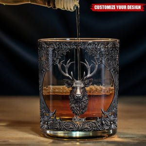 Love Hunting And Whiskey - Personalized Hunting Whiskey Glass