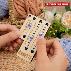 Personalized Multicolor Beaded Wooden Sewing Row Counter with Engraved Name Knitting Tool to Assist Counting Gift for Knitting Lovers