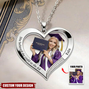 You Did It - Personalized Graduation Shaped Metal Pendant Necklace