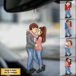 Doll Couple Hugging - Personalized Car Hanging Ornament
