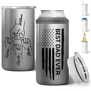 Best Dad Ever Fist Bump Outline Nation Flag - Personalized Can Cooler - Gift For Dad