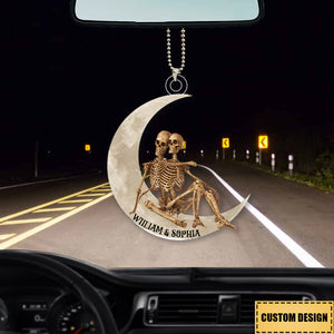 Personalized Skeleton Couple On The Moon Acrylic Ornament-Gift For Valentine's Day