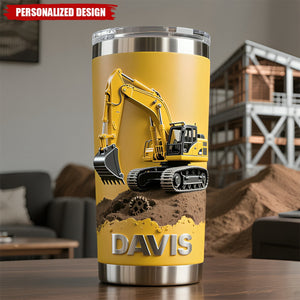 Personalized Excavator Themed Stainless Steel Tumbler
