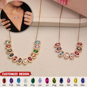 Multiple Birthstone Family Necklace - Gift For Mom Grandma