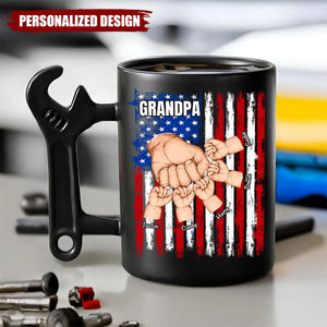 Fist Bump With Grandpa-Personalized Wrench Handle Mug