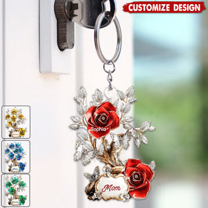 Flowers For Mom Grandma - Personalized Mother Keychain