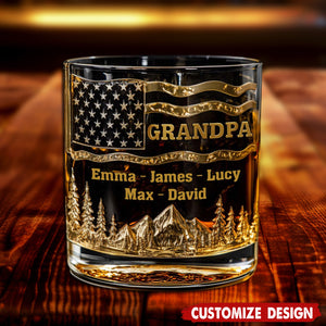 Cool Grandpas Drink Whiskey - Personalized Grandpa Whiskey Glass