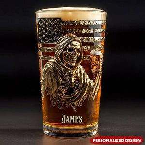 F*ck It Let's Have A Beer - Personalized Skull Beer Glass