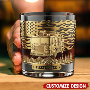 Firefighter Fire Dept Whiskey Glass - Personalized Gifts For Firefighter Retirees and Active Duty