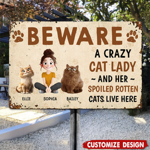 Crazy Dog Lady And Her Dogs - Personalized Metal Sign