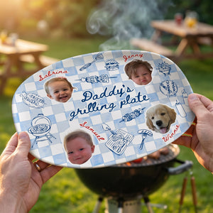 Personalized Baby Face Photo Dad's Grilling Plate - Father’s Day Gift for Dad
