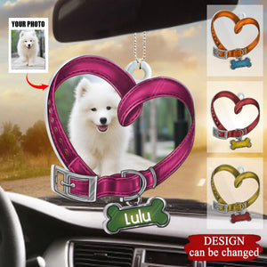 Custom Personalized Memorial Heart Shaped Dog Collar Acrylic Car Hanger