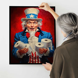 July 4th Toilet Canvas Poster,Patriotic Toilet Paper Poster Print, Novelty Wall Art Decor