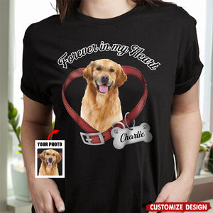 Personalized Photo Forever In My Heart Dog Memorial Dark Shirt