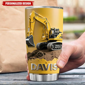 Personalized Excavator Themed Stainless Steel Tumbler