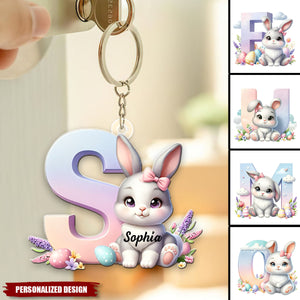 Cute Easter Bunny Gradient-Personalized Keychain-Gift for Kids