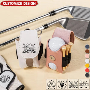 Personalized Multicolor Leather Golf Pattern Design Golf Ball Waist Bag with Name and Belt Clip-Gift for Golf Lovers