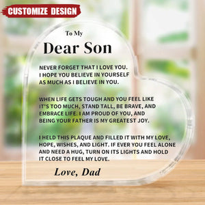 To My Son - Personalized Heart Shaped Acrylic Plaque/LED Light Plaque
