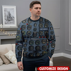 Pilot Control Panel Ugly Sweater - Personalized Christmas Gifts For Pilot