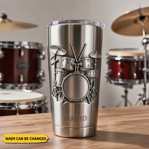 Personalized Drum Pattern Stainless Steel Tumbler-Gift for Drummer