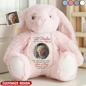 When You Miss Me, I’m Near - Memorial Personalized Photo Easter Bunny Plush - Sympathy Gift For Family Members