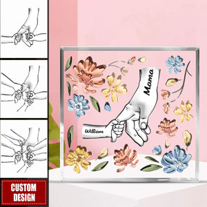 Hand In Hand, I Will Always Protect You - Gift For Mom, Grandma - Personalized Square Shaped Acrylic Plaque