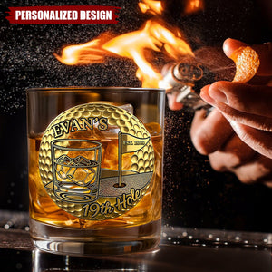Golf 19th Hole Whiskey Glass, Personalized Gifts For Golfers