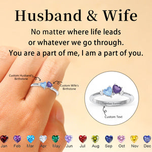 Personalized Pair of Hearts Gemstone Promise Ring